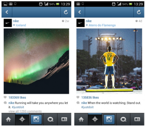 Foto dari akun Nike di Instagram dan pemanfaatannya untuk brand mesage ‘just do it’