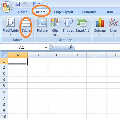 Cara Membuat Tabel di Excell 2007 - Sinau Komputer Online
