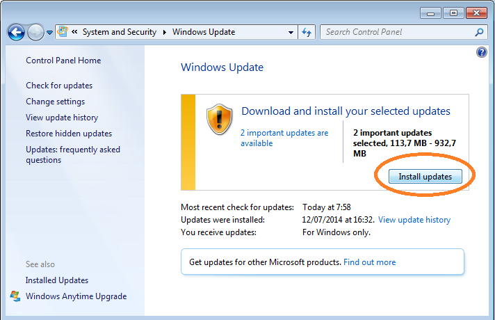 Cara Update Windows 7