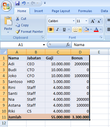 Panduan Pemula Cara Membuat Tabel Di Microsoft Excel 2007