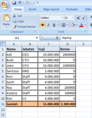 Membuat Tabel Di Microsoft Excel - Riset