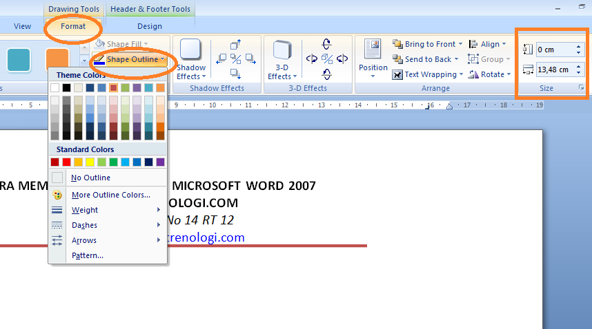 cara membuat kop surat di microsoft word 2007 8