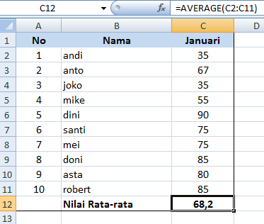 Cara Menghitung Nilai Rata-rata di Microsoft Excel | Blog ShaMing