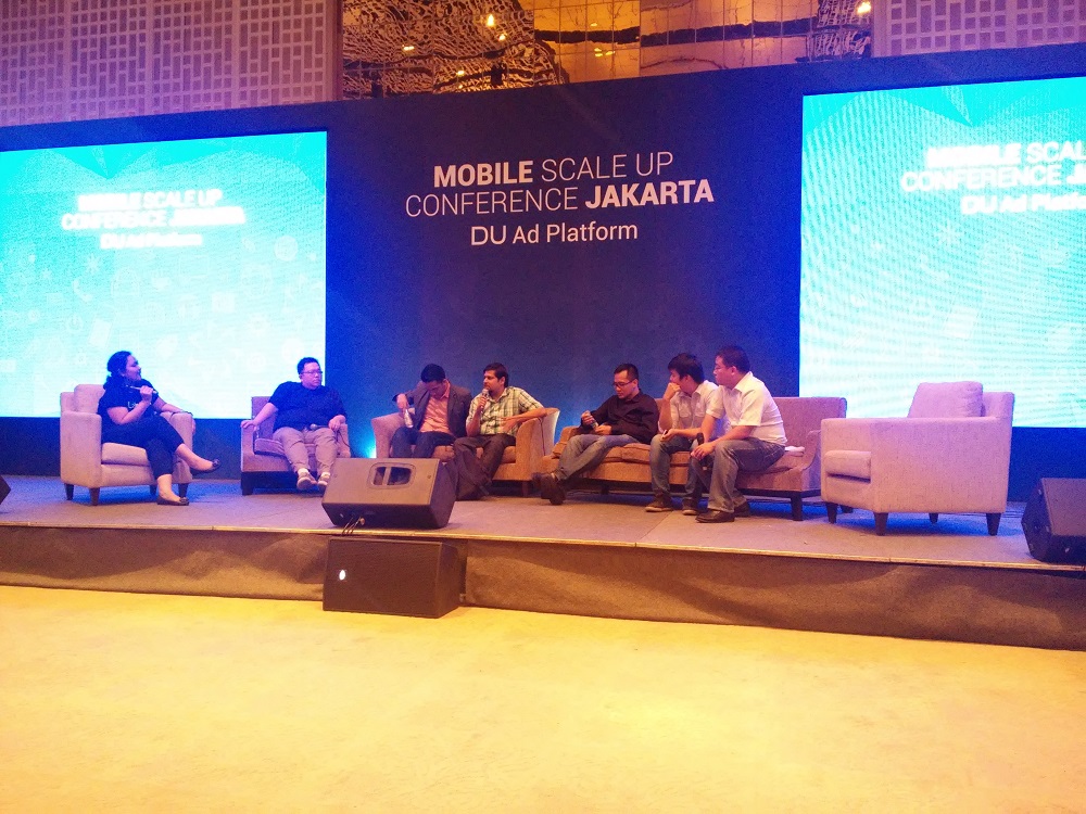 Qasim Zaidi (Tokopedia), Anton Soeharyo (Touchten), Hanindia Narendrata (Telunjuk), Narenda Wicaksono (Dicoding), dan Tang Cai Lin (Baidu) dalam panel diskusi terakhir Mobile Scale-Up Conference / DailySocial