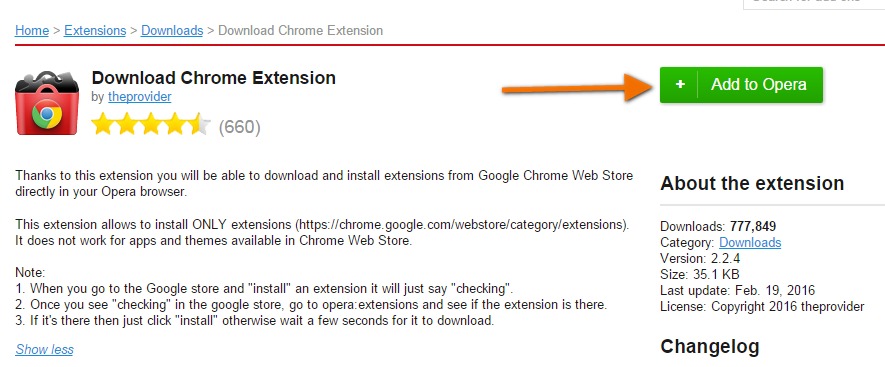 cara instal ekstensi Google chrome di Opera Browser