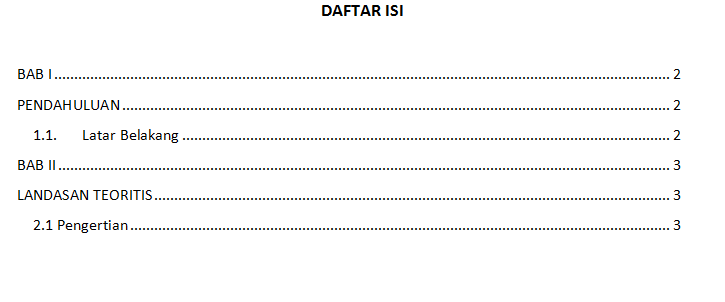 Cara Buat Titik titik Daftar Isi di Microsoft Word Semua Versi