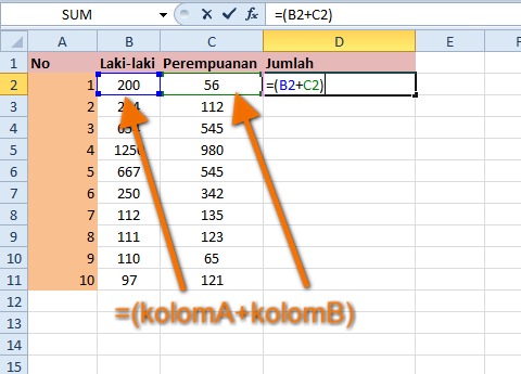 rumus dan cara menjumlahan di excel