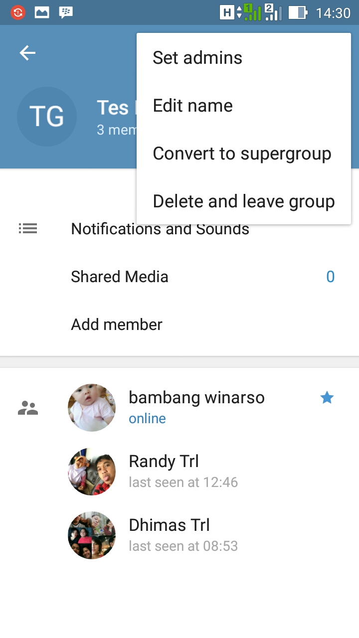 cara membuat grup baru di aplikasi Telegram Android