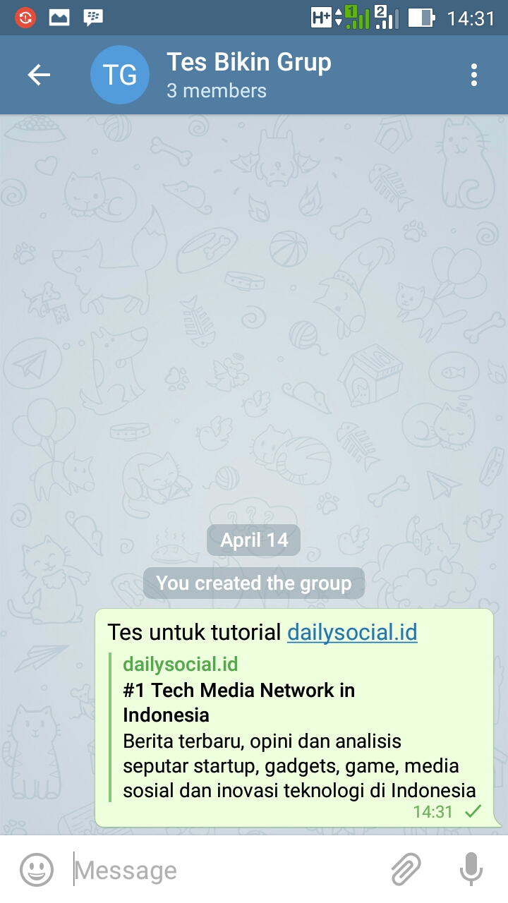 cara membuat grup baru di aplikasi Telegram Android