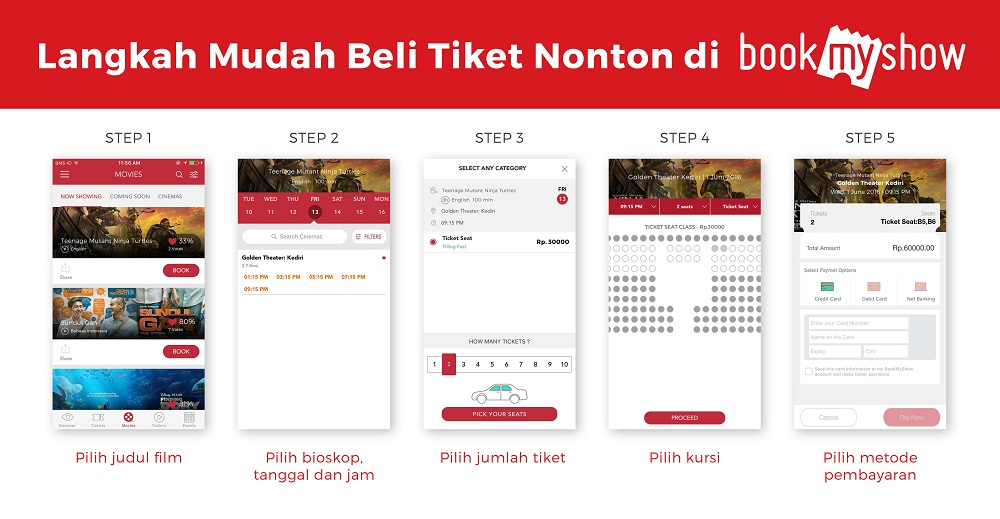 Menggunakan aplikasi BookMyShow / BookMyShow