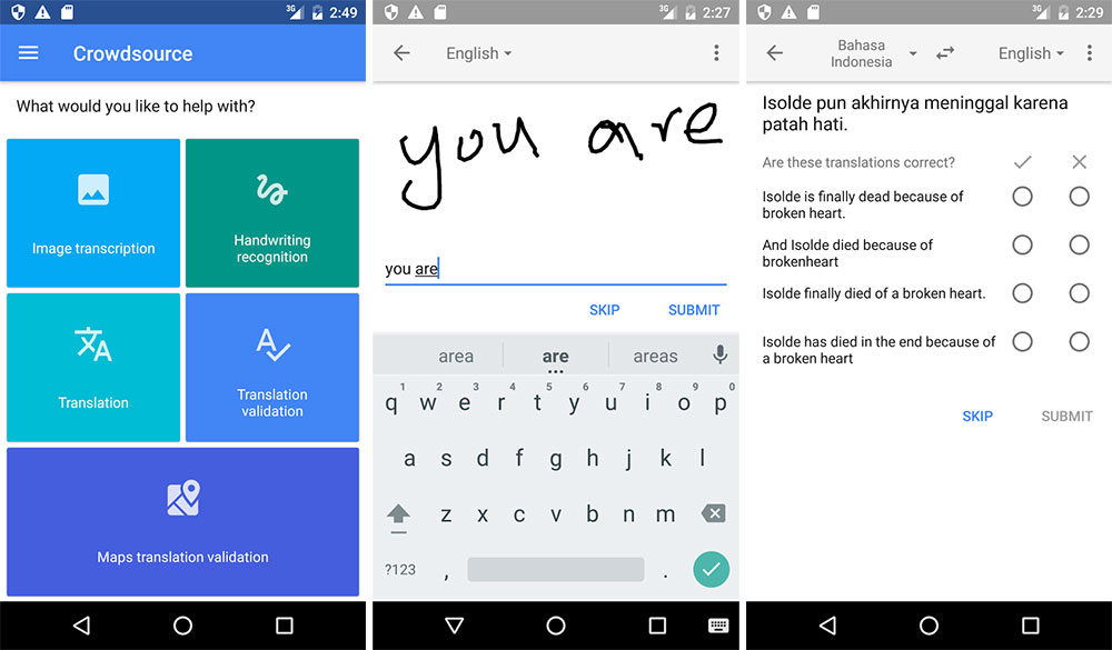 Tampilan aplikasi Crowdsource / Google for SEO