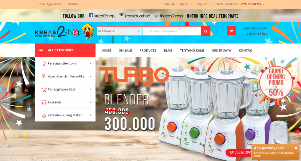 Kreasi2Shop menyediakan produk home appliance dan bayi dari berbagai merek lokal dan internasional / DailySocial