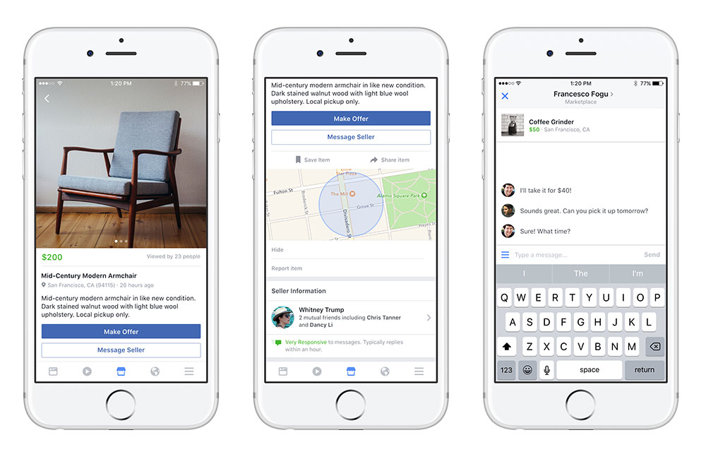 Tampilan fitur Marketplace pada aplikasi Facebook untuk iOS / Facebook