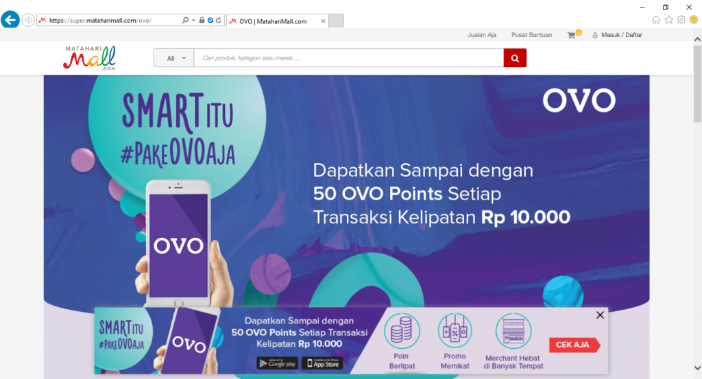 Integrasi layanan OVO di MatahariMall.com