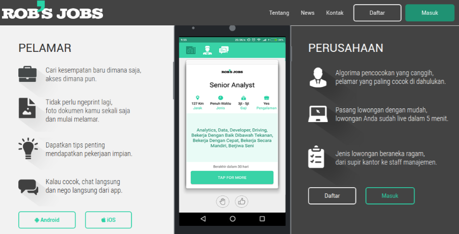 Terapkan Fitur "Swipe" Ala Tinder, Layanan "Job Listing" Rob's Jobs ...