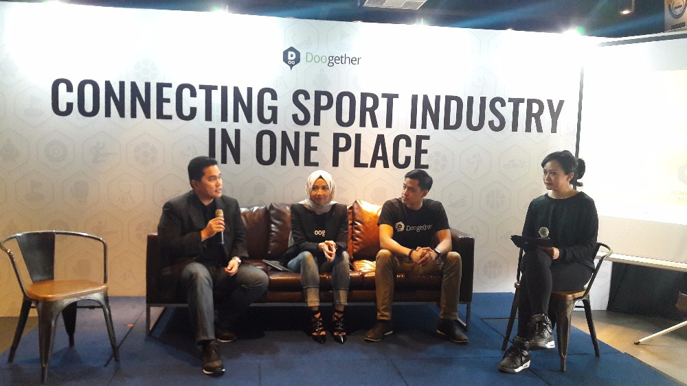 Erick Thohir, Shinta Bubu dan Fauzan Gani dalam acara peluncuran aplikasi / DailySocial