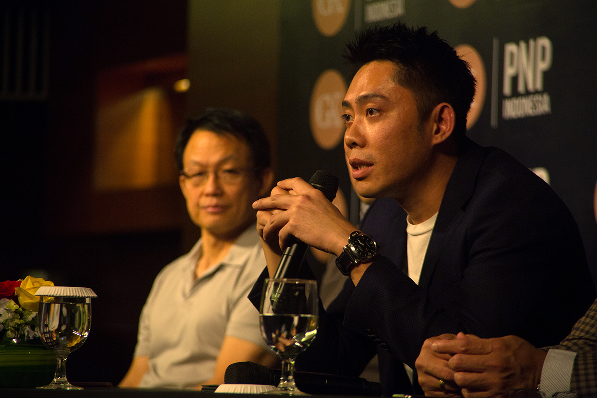 Presiden Direktur Gan Konselindo Wesley Harjono saat memberi sambutan pembukaan pendaftaran program akselerator Plug and Play Indonesia / PnP Indonesia