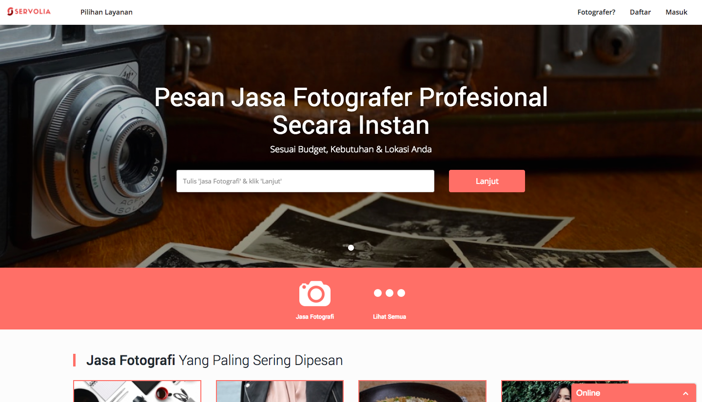 Servolia sediakan solusi untuk jadi platform pencarian fotografer / SociaBuzz