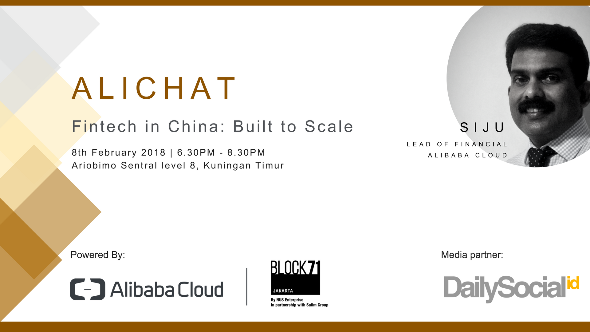 Alichat menghadirkan Sijukumar Kumaran sebagai pemateri dari Alibaba Cloud