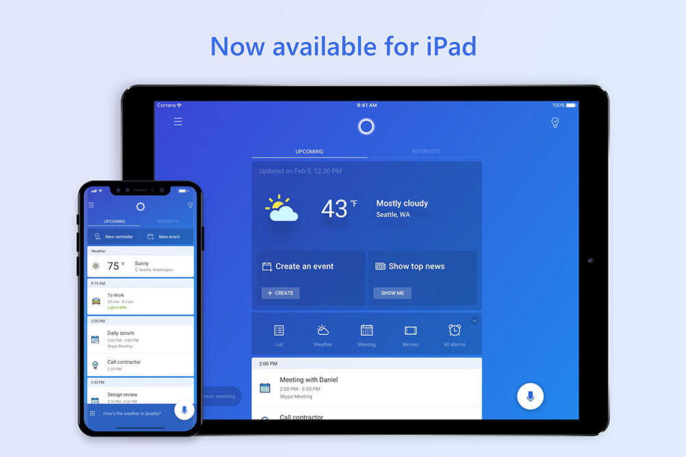 Tampilan Cortana di iPad / App Store