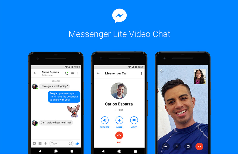 Tampilan fitur panggilan video pada Messenger Lite / Facebook