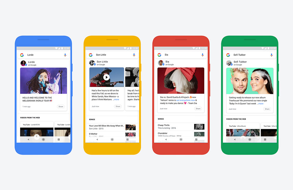 Tampilan post dari para musisi yang muncul di hasil pencarian Google-nya masing-masing / Google for SEO