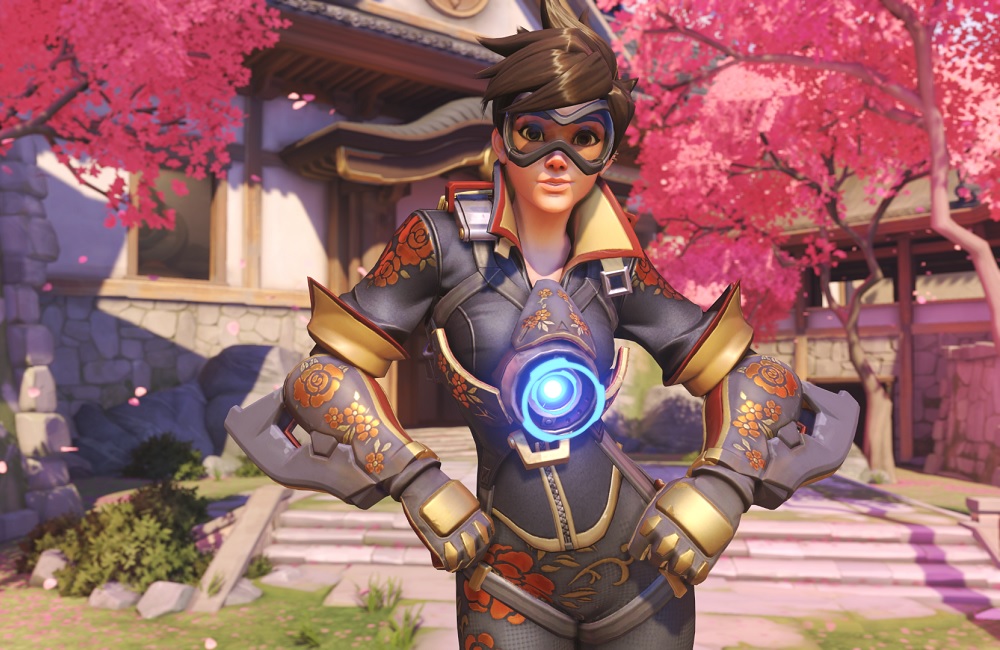 Tracer dengan kostum Rose, Overwatch. for SEO