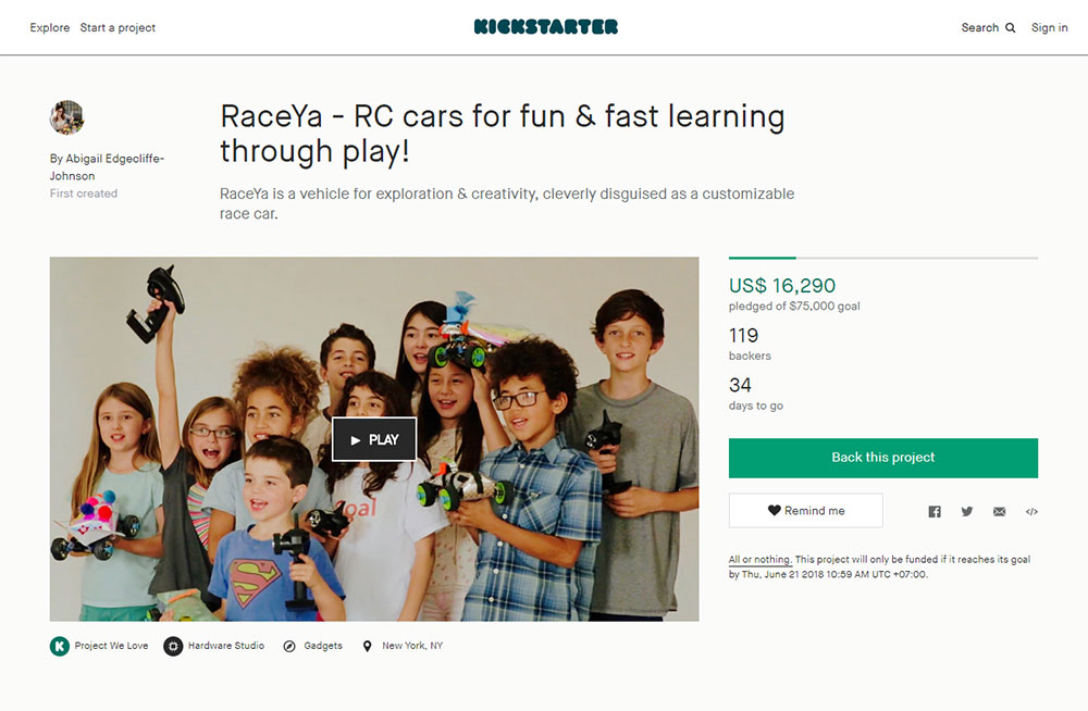 Salah satu proyek di Kickstarter yang mengemas tanda pengenal Hardware Studio / Kickstarter
