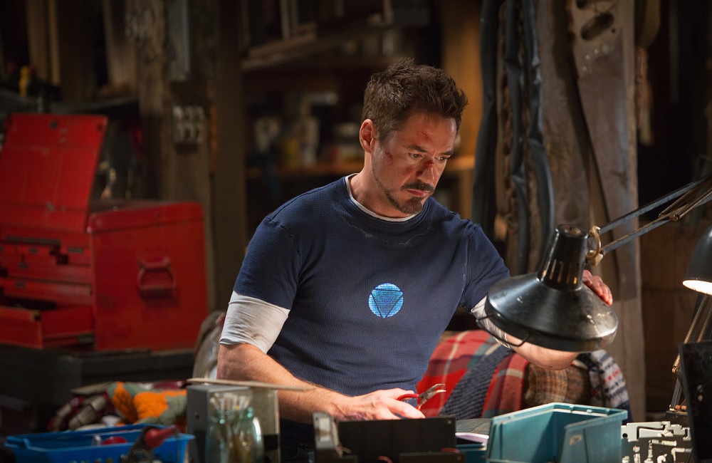 Robert Downey Jr. sebagai Tony Stark di Iron Man 3.