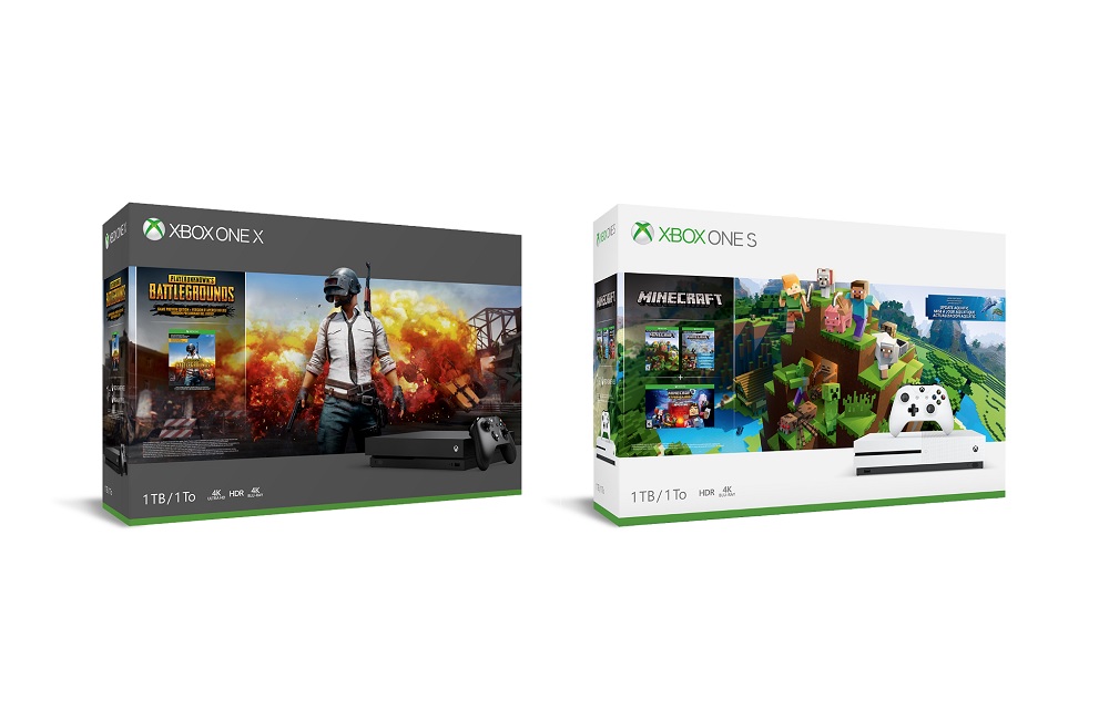 Xbox One X PUBG Bundle dan Xbox One S Minecraft Bundle.