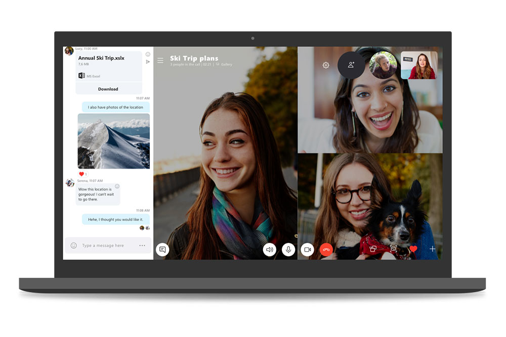 Tampilan Skype versi 8.0 di desktop / Skype for SEO
