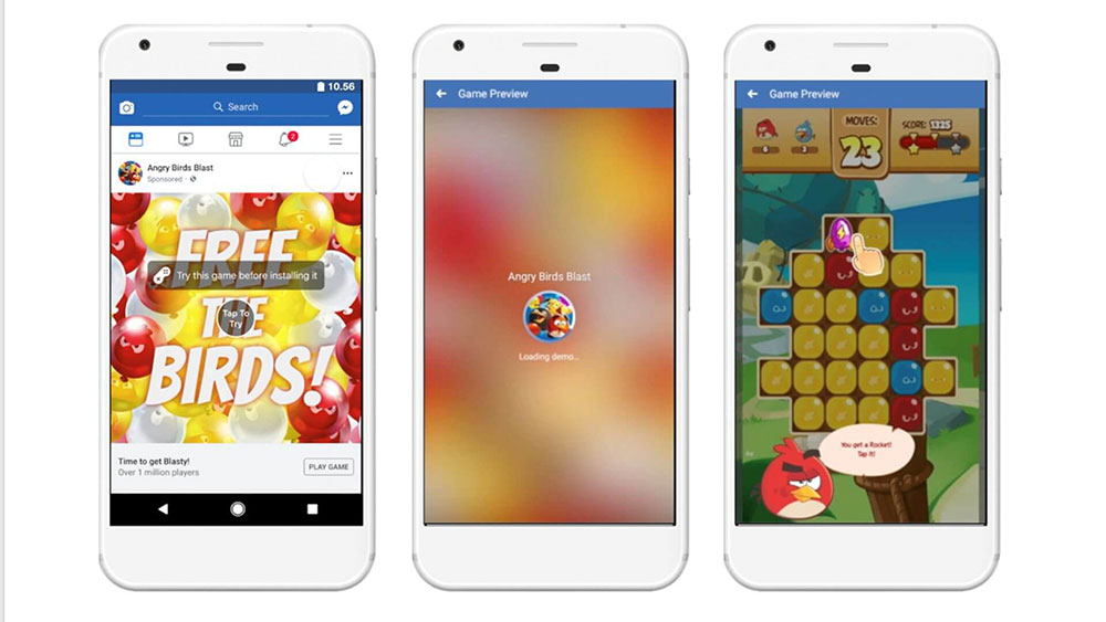 Tampilan Playable Ads di News Feed / Facebook