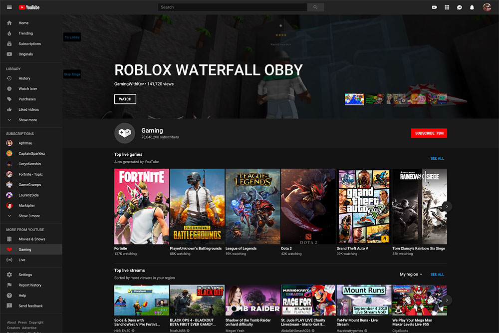 Wajah baru YouTube Gaming / YouTube