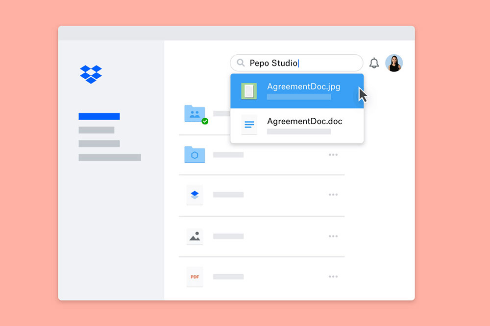 Ilustrasi pencarian foto dokumen berdasarkan isi teksnya / Dropbox