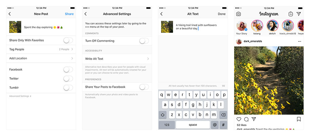 Tampilan fitur automatic alternative text / Instagram