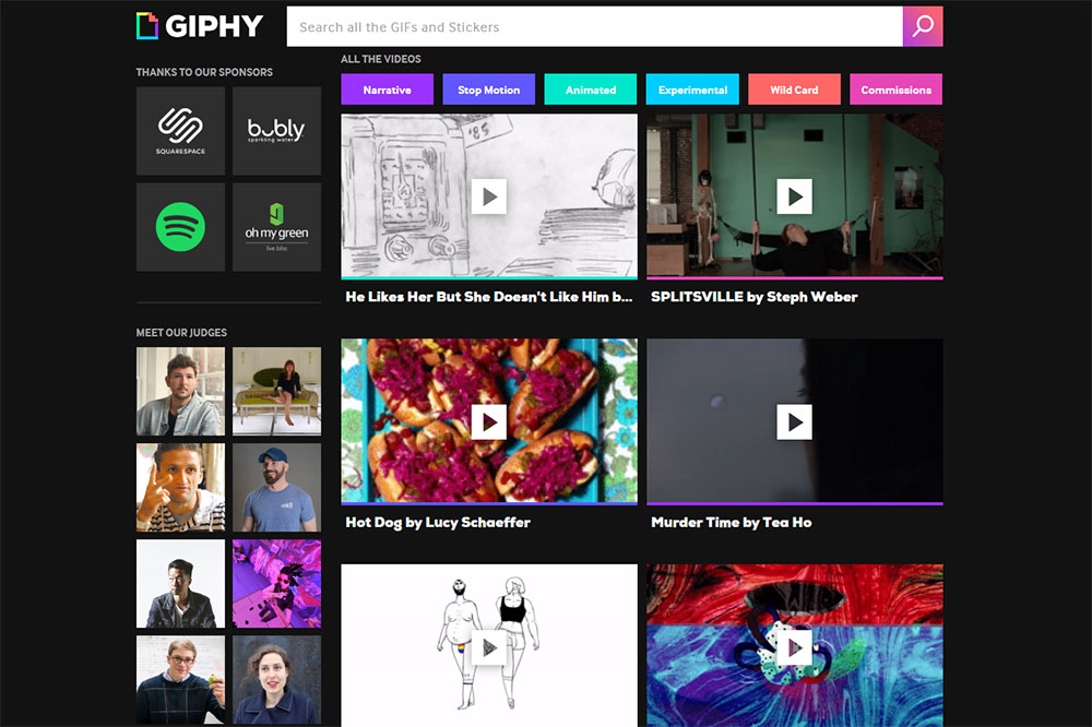 Tampilan situs khusus video Giphy / Giphy