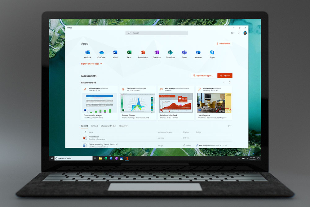 Tampilan aplikasi Office / Microsoft