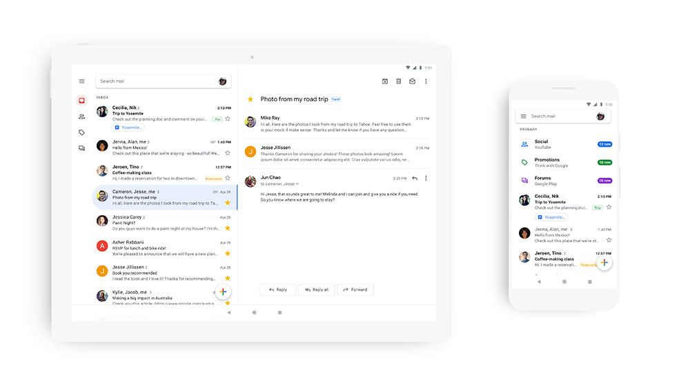 Tampilan baru aplikasi Gmail untuk Android dan iOS / Google