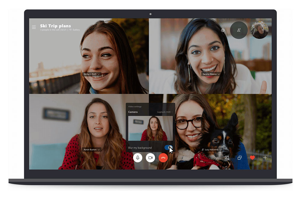 Tampilan fitur background blur / Skype
