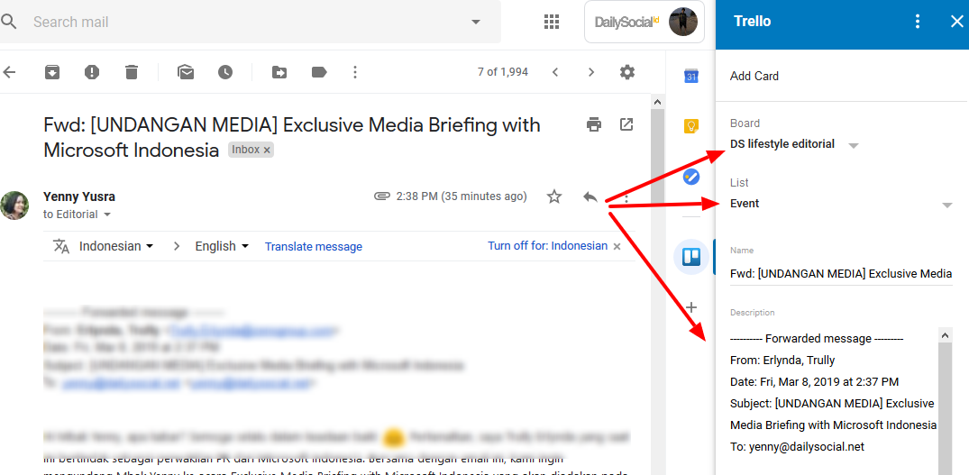 Cara Membuat Catatan di Trello dari Gmail Tanpa Harus Membuka Tab Baru