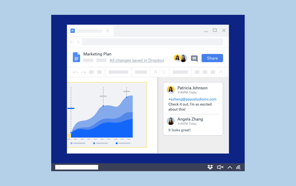 Ilustrasi membuka file Google Docs langsung dari dalam Dropbox / Dropbox