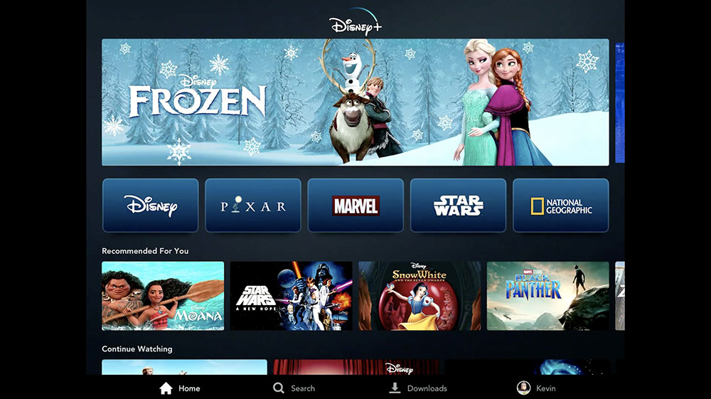 Tampilan aplikasi Disney+ / Disney