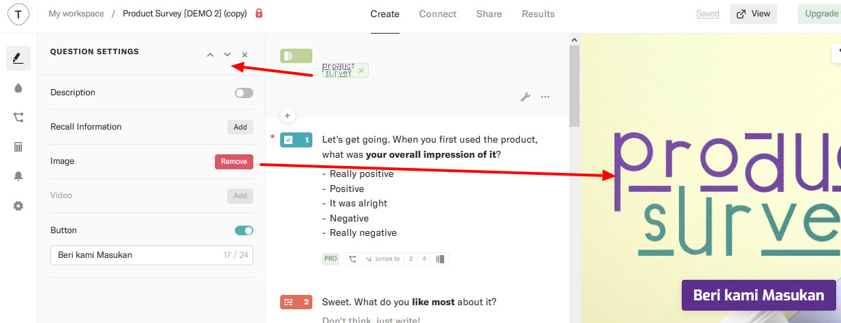 Create Product Survey DEMO 2 copy Typeform