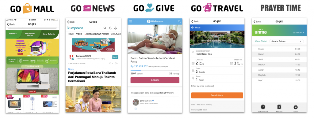 The relaunched Gojek's third party services
