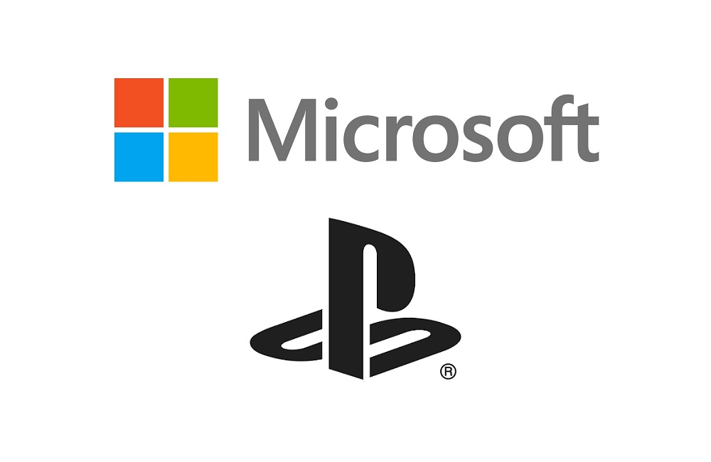 Logo Microsoft dan Sony PlayStation.