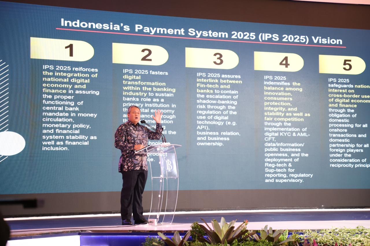 Gubernur Bank Indonesia Perry Warjiyo saat keynote speech pembukaan Seminar Internasional "Digital Transformation for Indonesian Economy" / Bank Indonesia