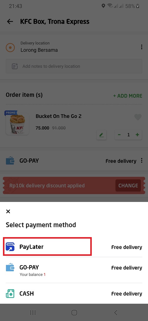 Cara Order Go-Jek dan Go-Food Menggunakan Fitur PayLater (3)