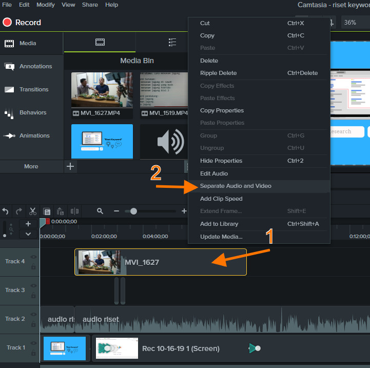 cara memisahkan video dan audio di Camtasia_1