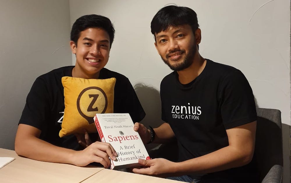 Zenius' Co-Founder and CEO, Sabda PS with Jerome Polin. After the latest funding, Sabda PS will take the Chairman position