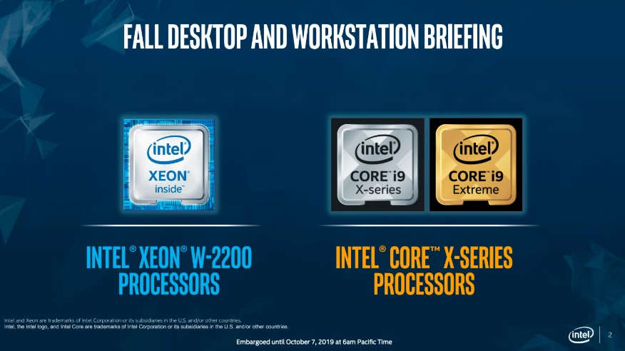 Intel Xeon W dan Intel X-series
